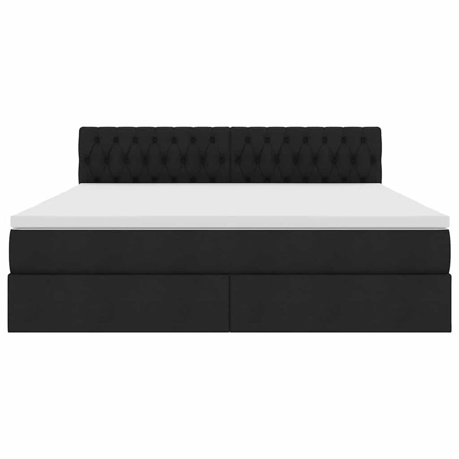 Opbergbed met matras met matras Zwart 180 x 200 cm Bewerkt hout