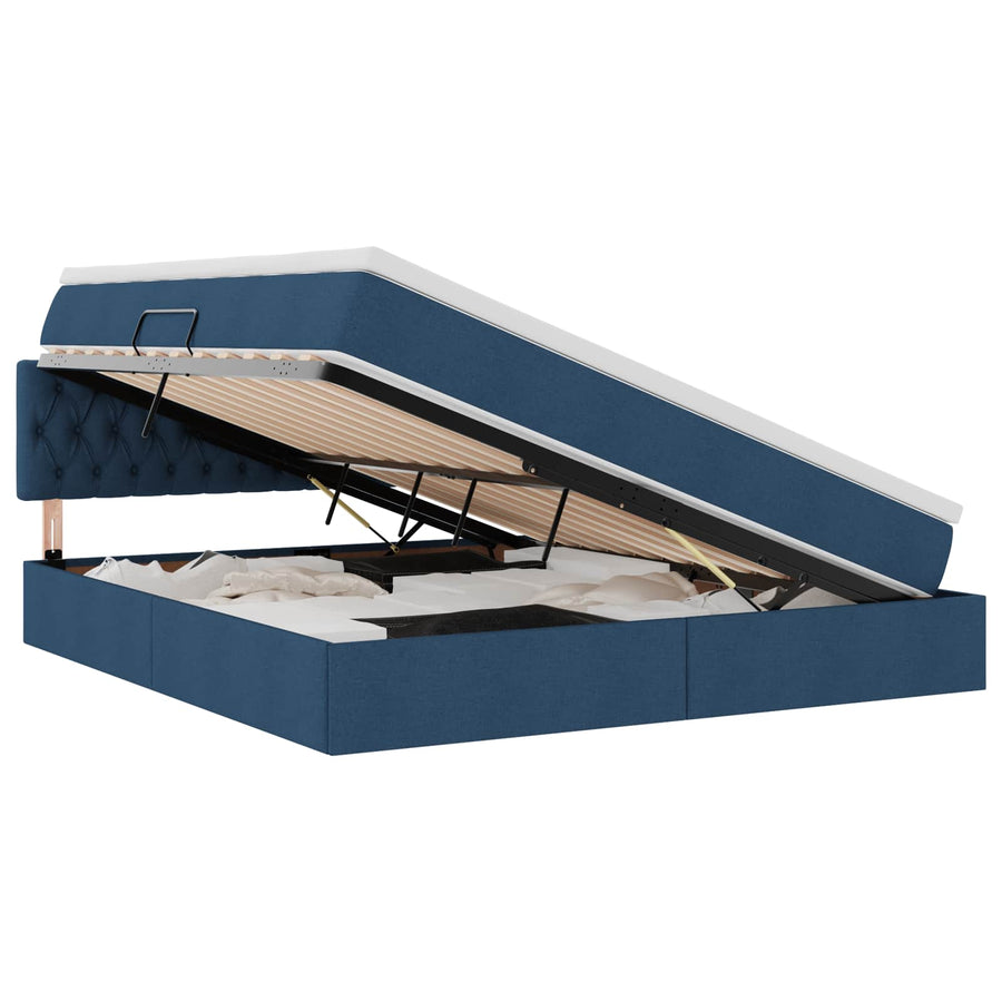 Opbergbed met matras met matras Blauw 180 x 200 cm Bewerkt hout