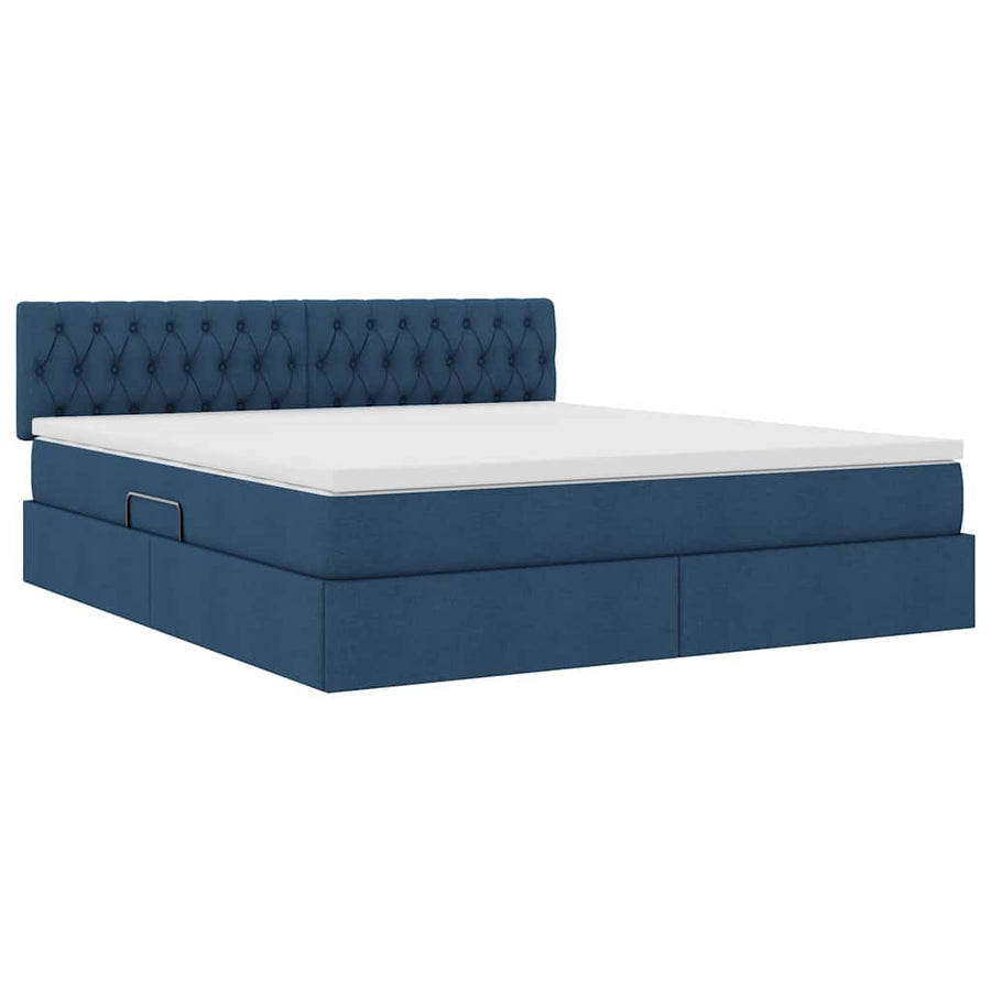 Opbergbed met matras met matras Blauw 180 x 200 cm Bewerkt hout