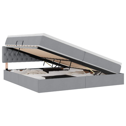 Opbergbed met matras Lichtgrijs 200 x 200 cm Bewerkt hout