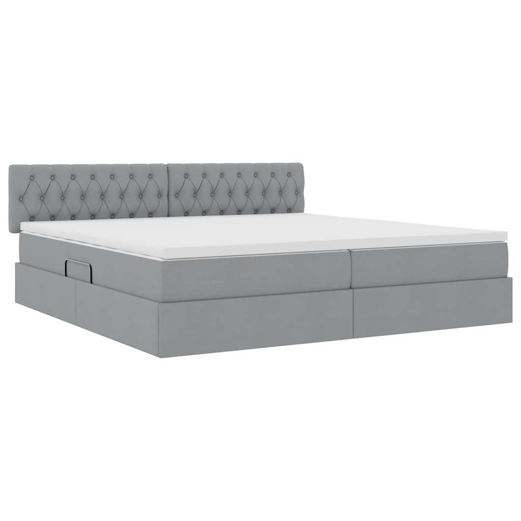 Opbergbed met matras Lichtgrijs 200 x 200 cm Bewerkt hout