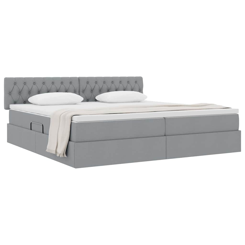 Opbergbed met matras Lichtgrijs 200 x 200 cm Bewerkt hout