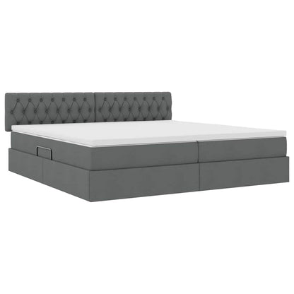 Opbergbed met matras Donkergrijs 200 x 200 cm Bewerkt hout