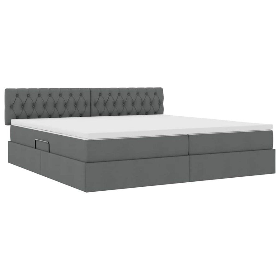 Opbergbed met matras Donkergrijs 200 x 200 cm Bewerkt hout