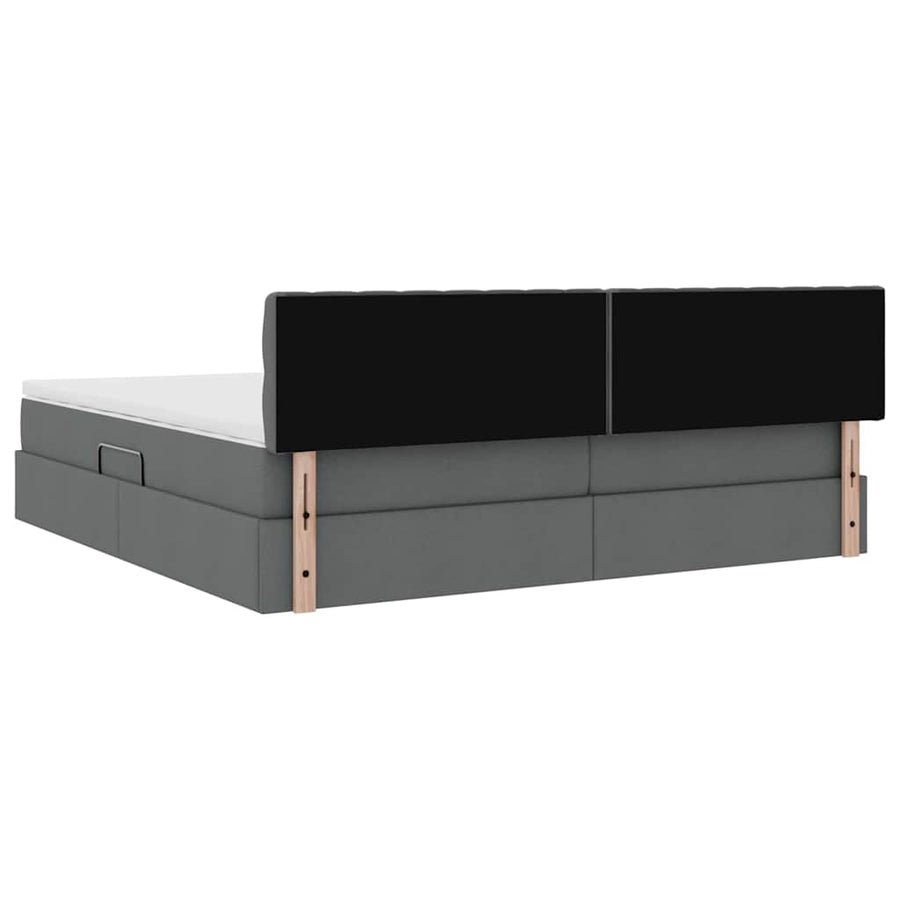 Opbergbed met matras Donkergrijs 200 x 200 cm Bewerkt hout