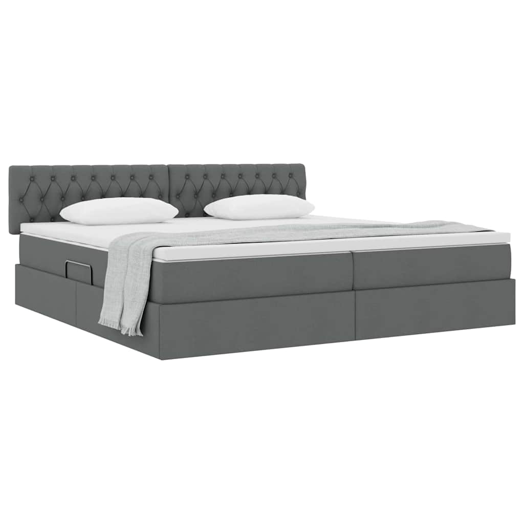 Opbergbed met matras Donkergrijs 200 x 200 cm Bewerkt hout