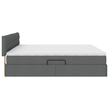 Opbergbed met matras Donkergrijs 200 x 200 cm Bewerkt hout