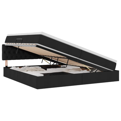 Opbergbed met matras met matras Zwart 200 x 200 cm Bewerkt hout
