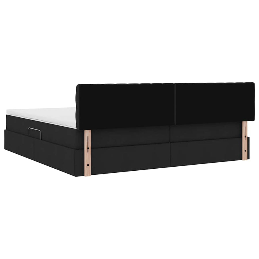 Opbergbed met matras met matras Zwart 200 x 200 cm Bewerkt hout