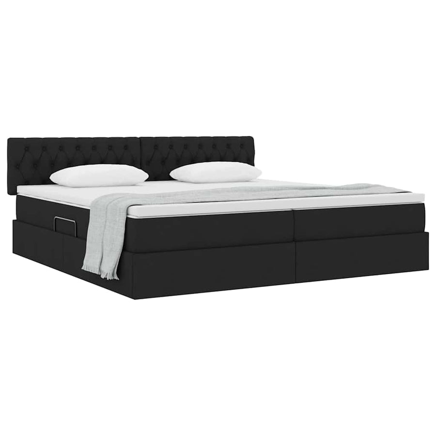 Opbergbed met matras met matras Zwart 200 x 200 cm Bewerkt hout