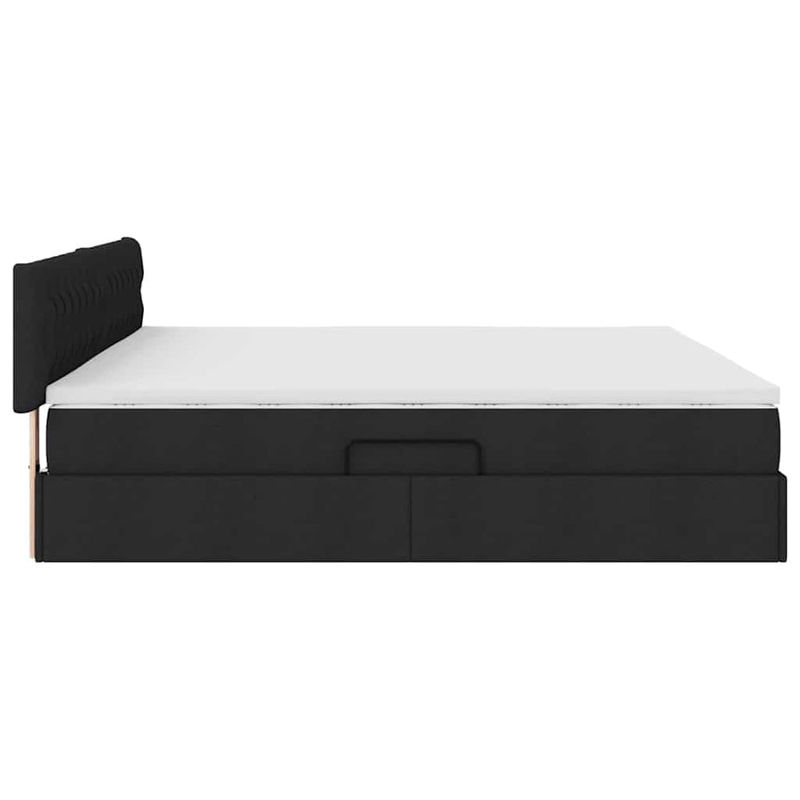 Opbergbed met matras met matras Zwart 200 x 200 cm Bewerkt hout