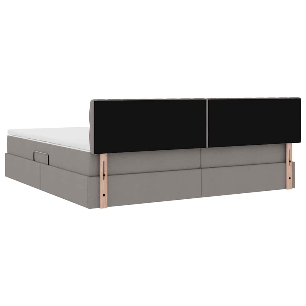 Opbergbed met matras met matras Taupe 200 x 200 cm Bewerkt hout