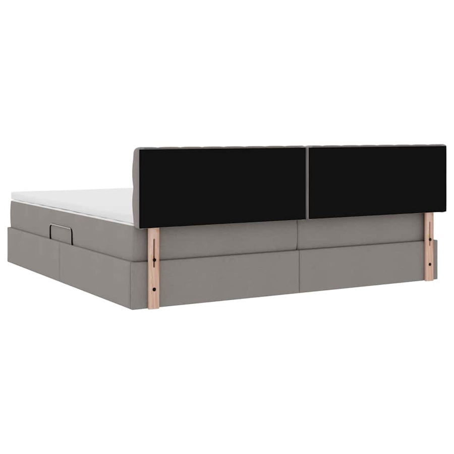 Opbergbed met matras met matras Taupe 200 x 200 cm Bewerkt hout