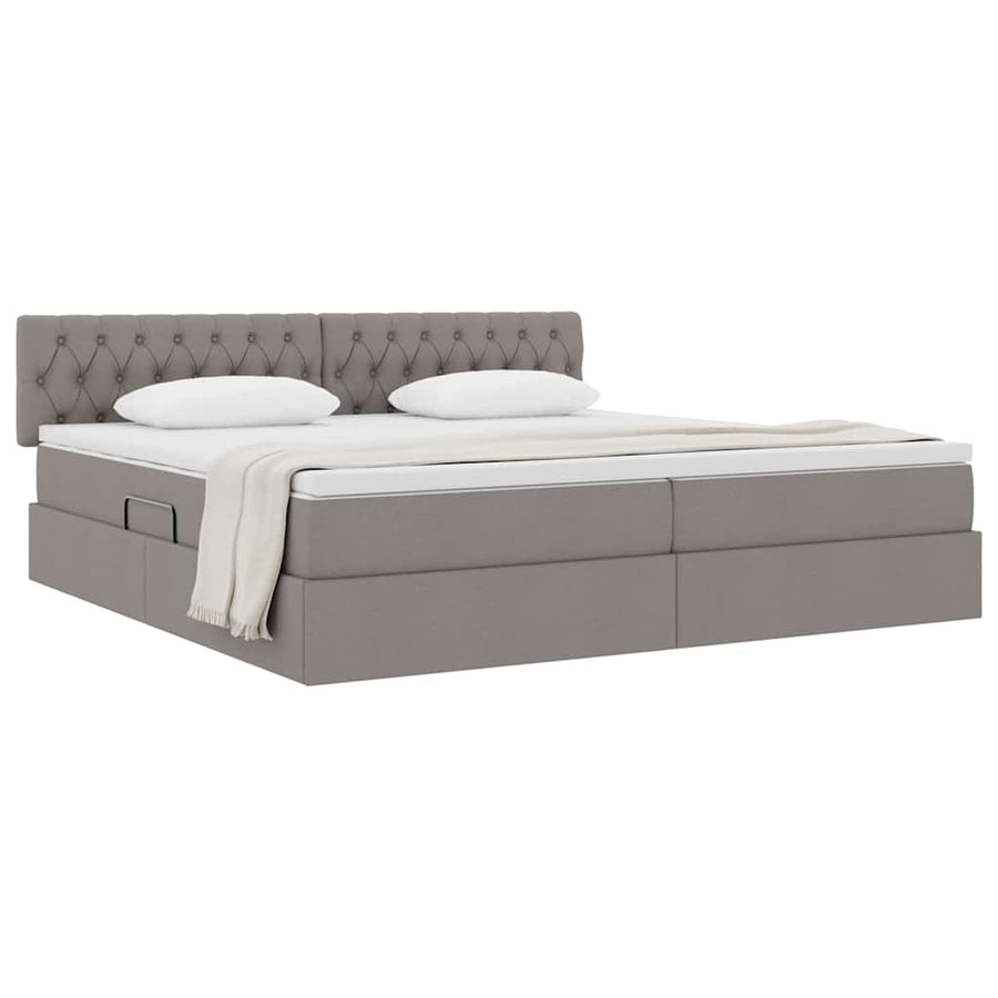 Opbergbed met matras met matras Taupe 200 x 200 cm Bewerkt hout