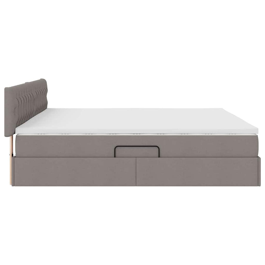 Opbergbed met matras met matras Taupe 200 x 200 cm Bewerkt hout