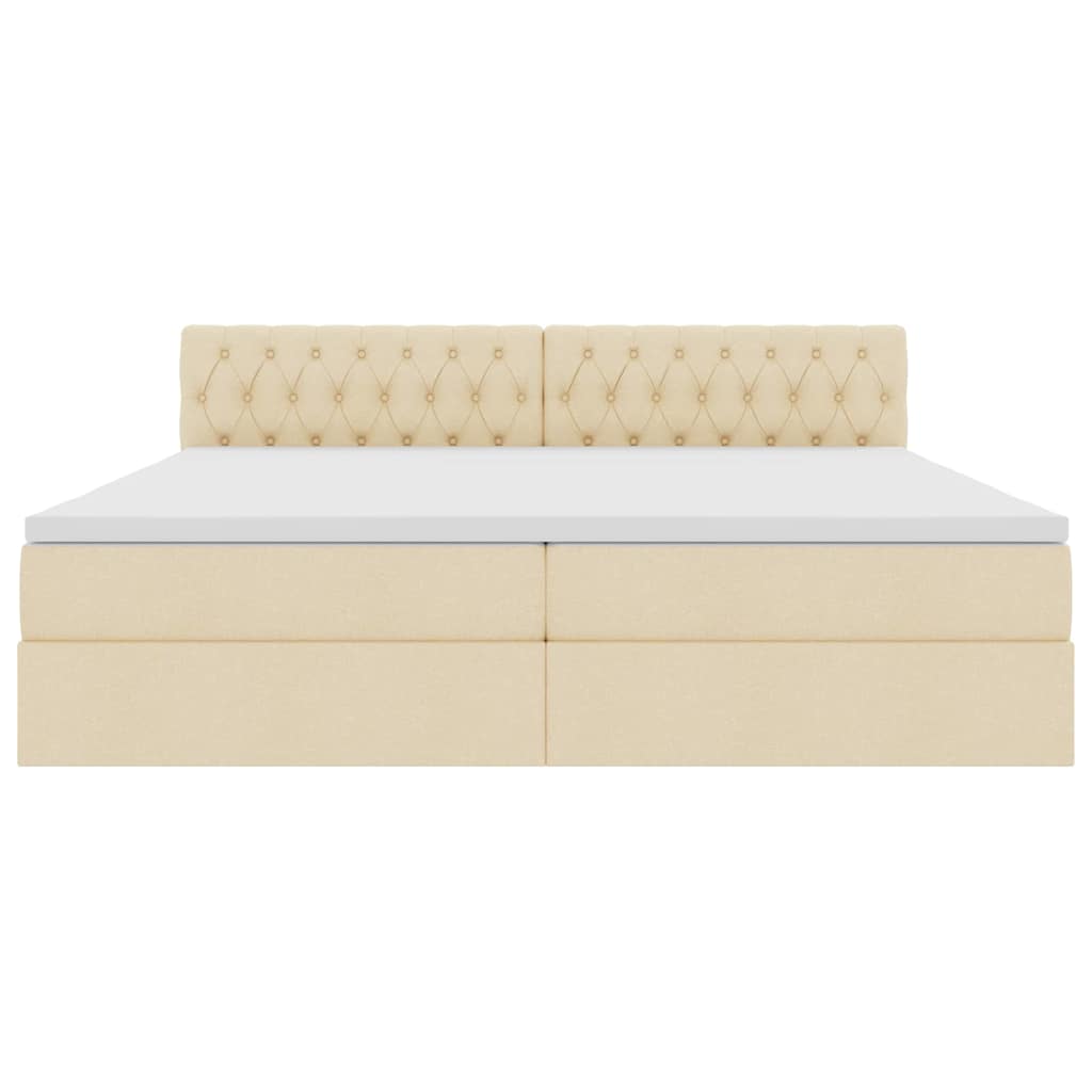 Opbergbed met matras met matras Crème 200 x 200 cm Bewerkt hout