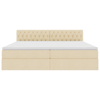 Opbergbed met matras met matras Crème 200 x 200 cm Bewerkt hout