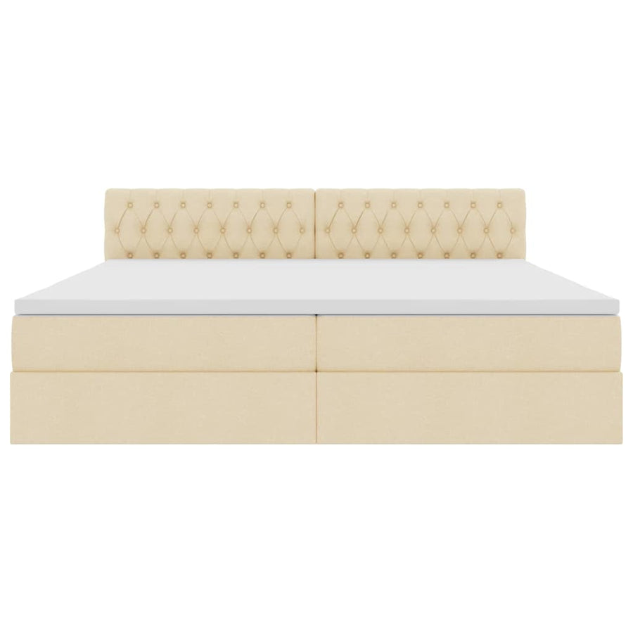 Opbergbed met matras met matras Crème 200 x 200 cm Bewerkt hout