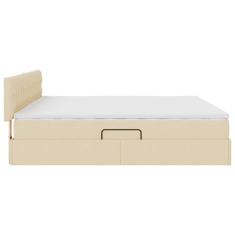 Opbergbed met matras met matras Crème 200 x 200 cm Bewerkt hout