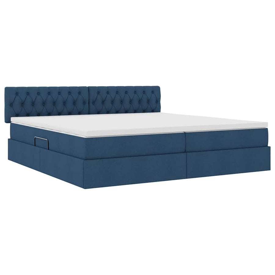 Opbergbed met matras met matras Blauw 200 x 200 cm Bewerkt hout