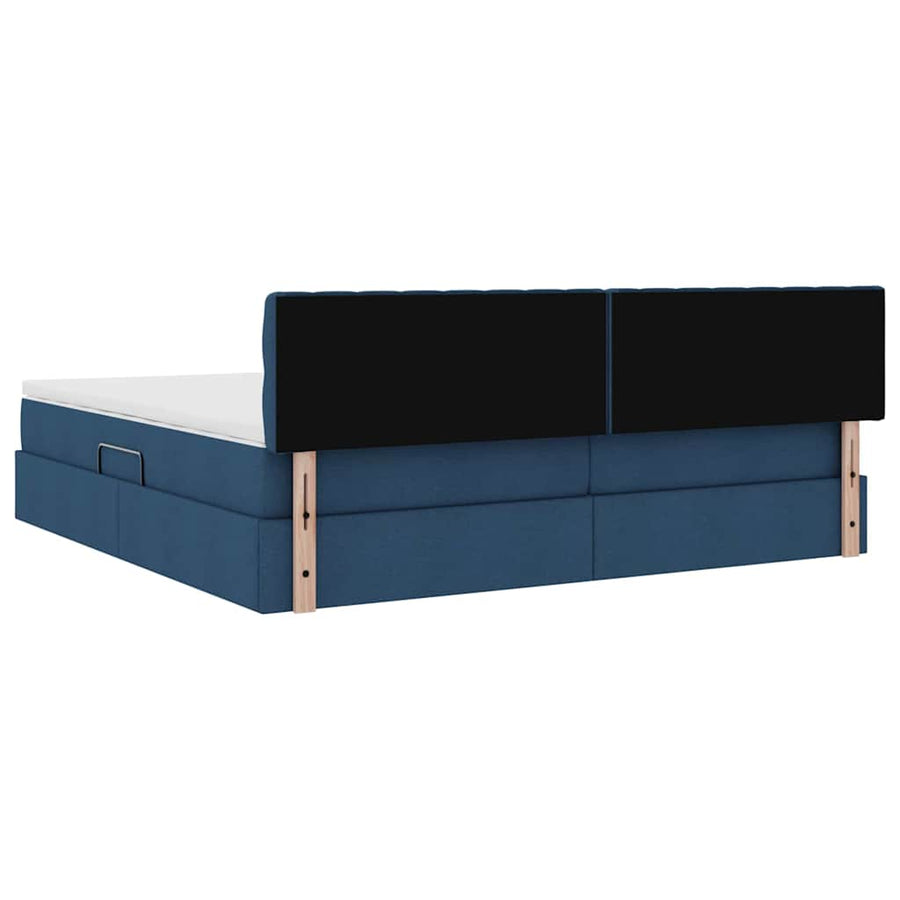Opbergbed met matras met matras Blauw 200 x 200 cm Bewerkt hout