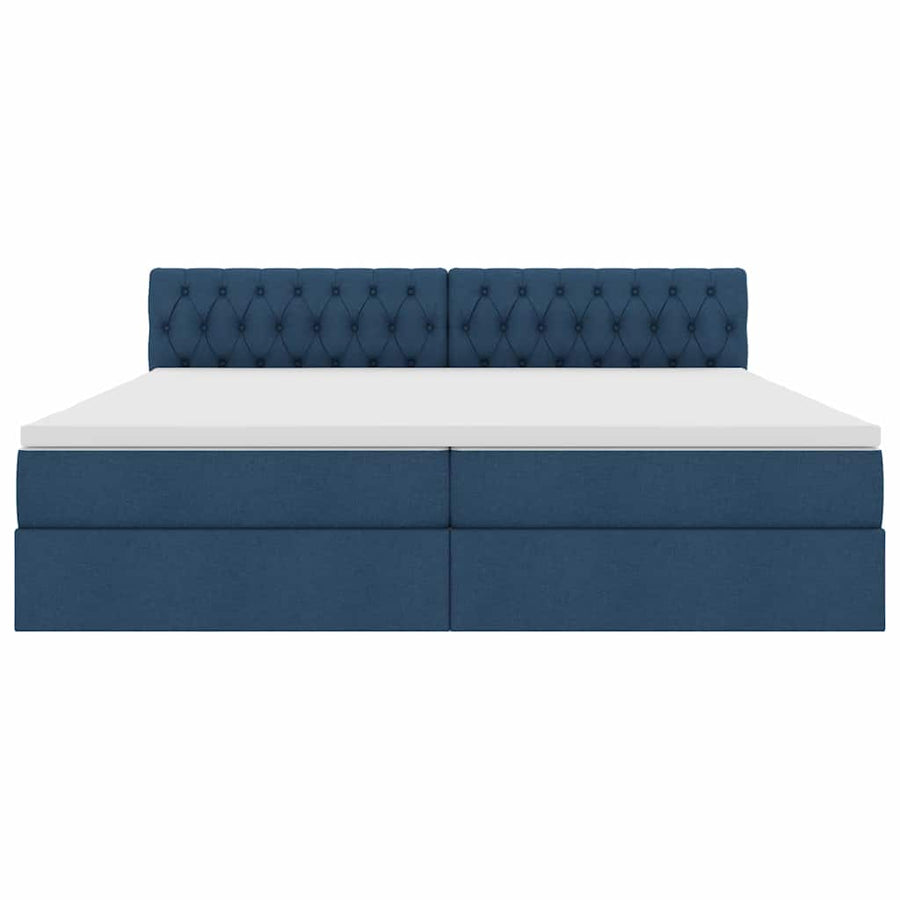 Opbergbed met matras met matras Blauw 200 x 200 cm Bewerkt hout