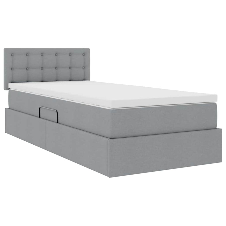 Opbergbed met matras Lichtgrijs 90 x 190 cm Bewerkt hout