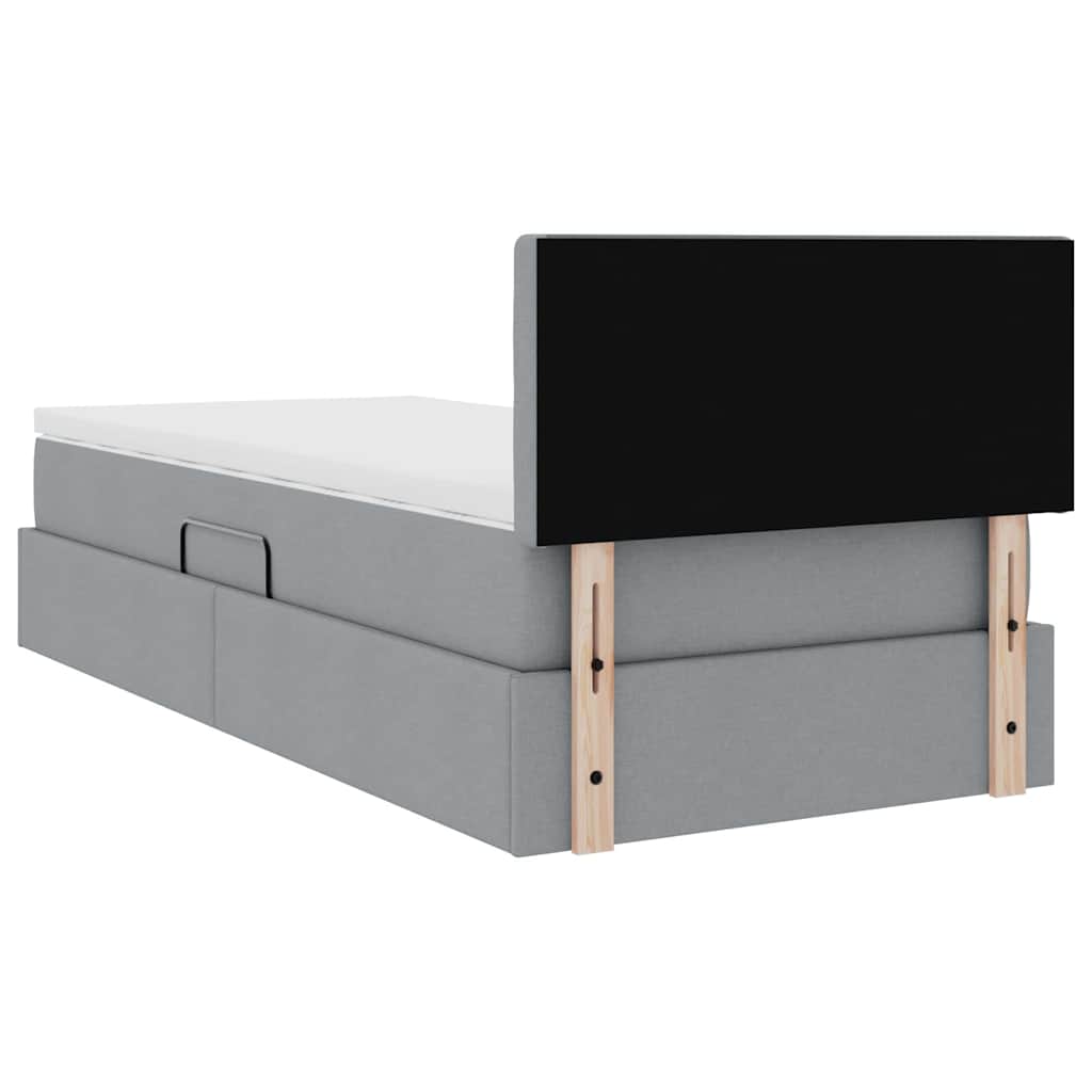 Opbergbed met matras Lichtgrijs 90 x 190 cm Bewerkt hout
