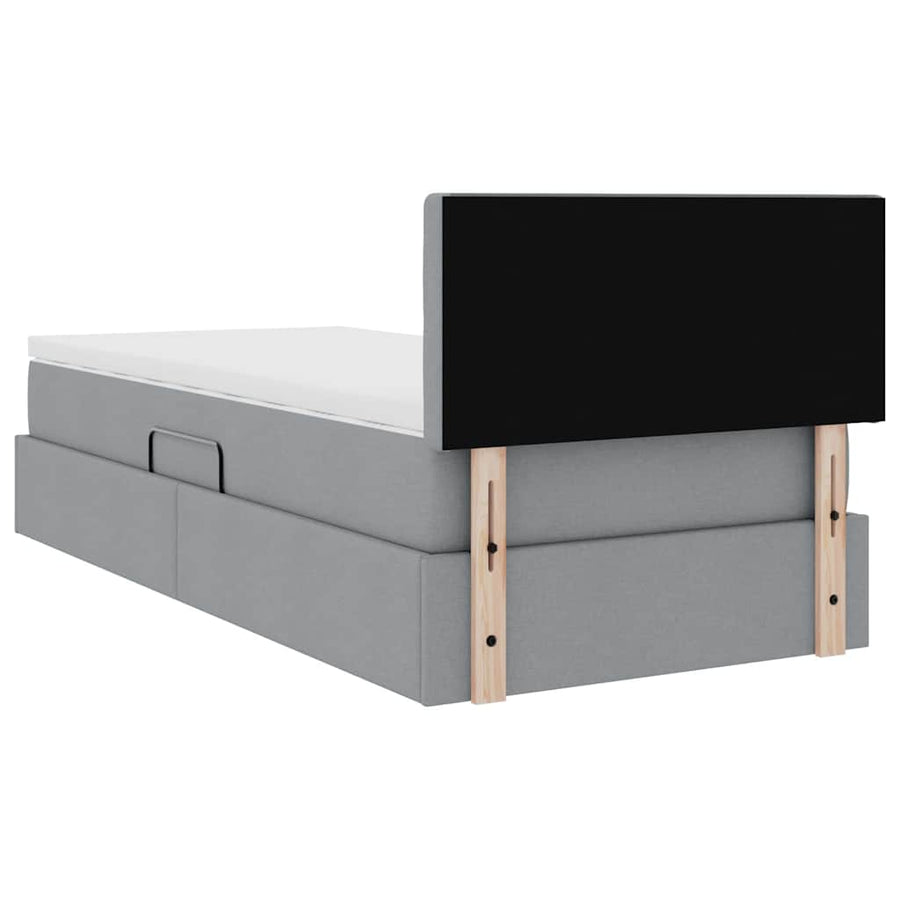 Opbergbed met matras Lichtgrijs 90 x 190 cm Bewerkt hout