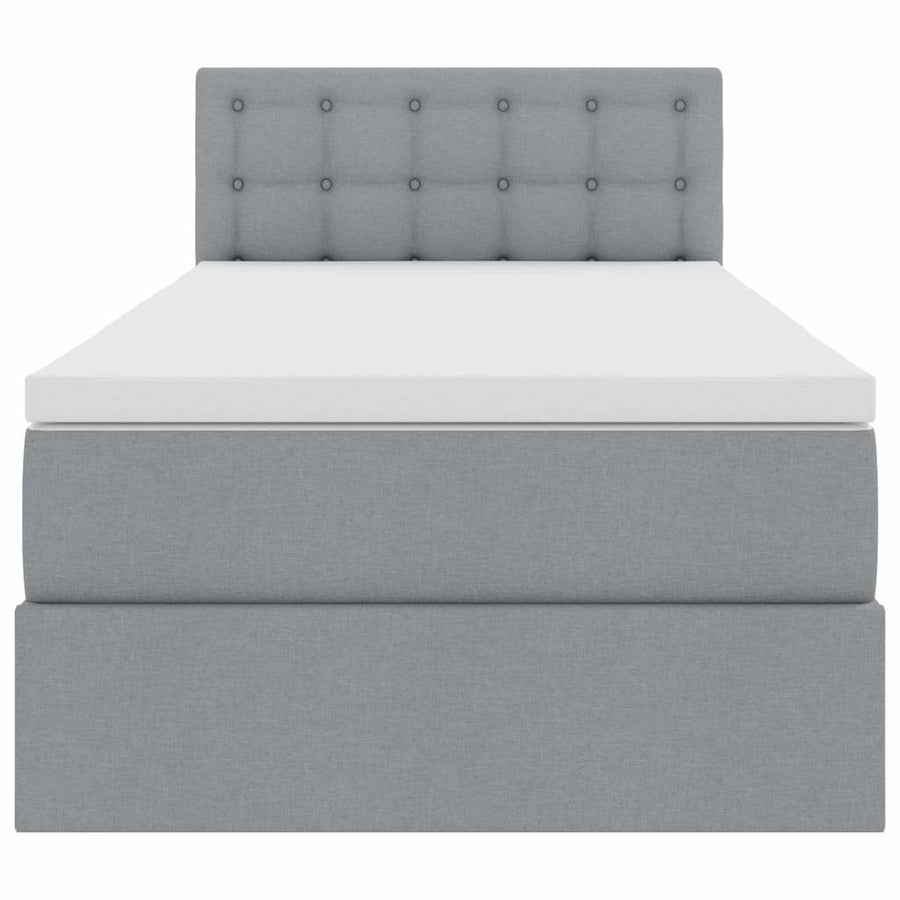 Opbergbed met matras Lichtgrijs 90 x 190 cm Bewerkt hout