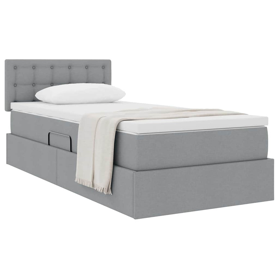 Opbergbed met matras Lichtgrijs 90 x 190 cm Bewerkt hout