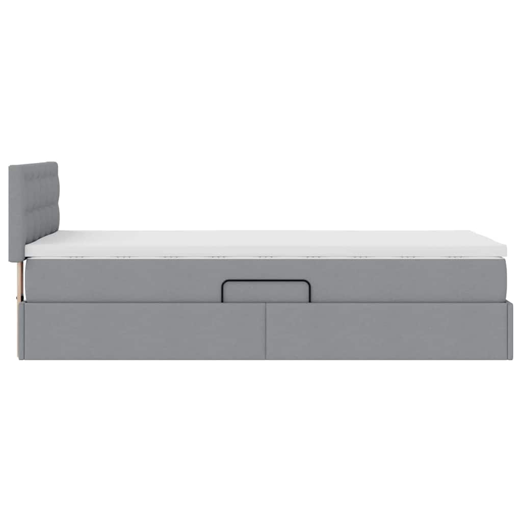 Opbergbed met matras Lichtgrijs 90 x 190 cm Bewerkt hout