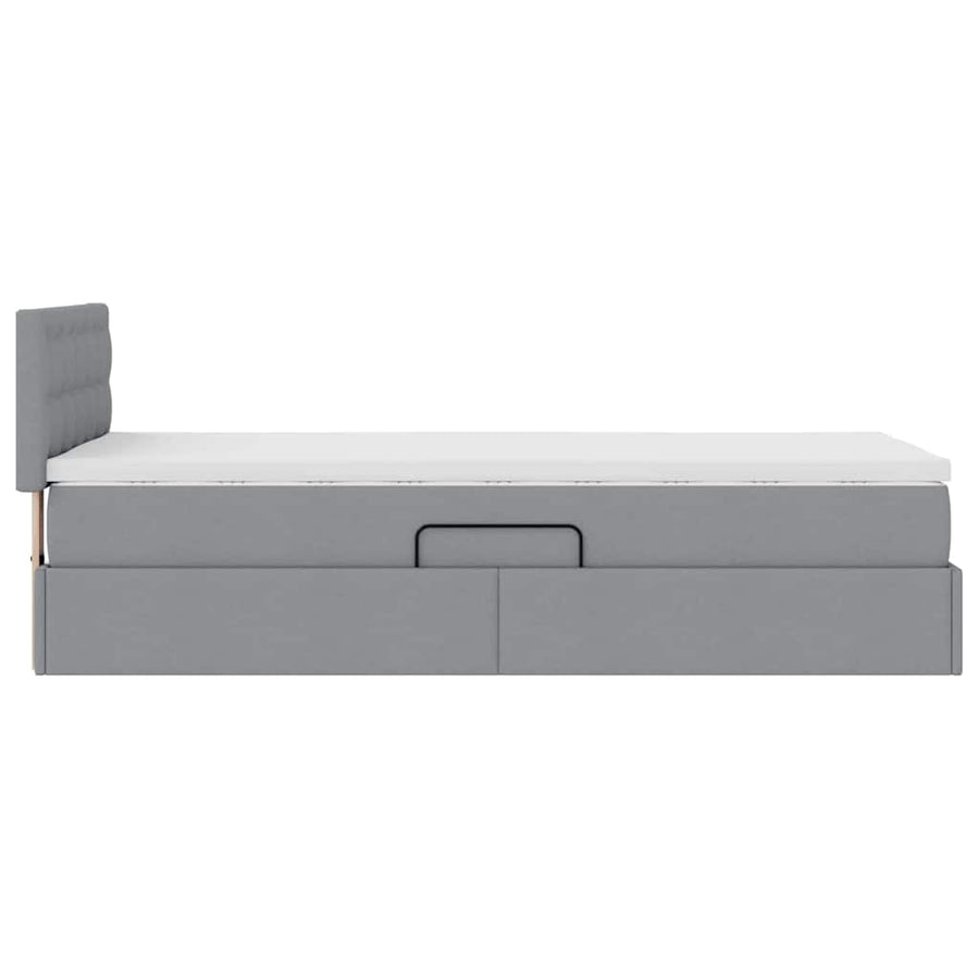 Opbergbed met matras Lichtgrijs 90 x 190 cm Bewerkt hout
