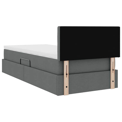 Opbergbed met matras Donkergrijs 90 x 190 cm Bewerkt hout