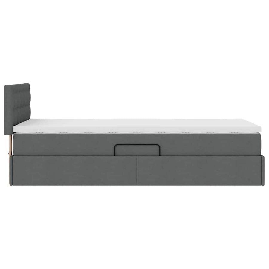 Opbergbed met matras Donkergrijs 90 x 190 cm Bewerkt hout