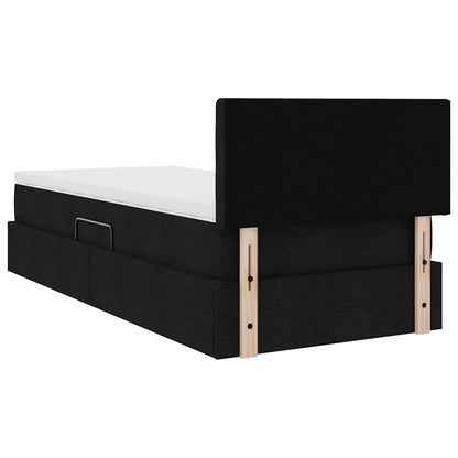 Opbergbed met matras met matras Zwart 90 x 190 cm Bewerkt hout