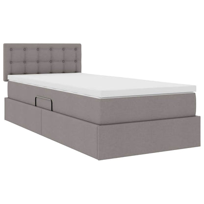 Opbergbed met matras met matras Taupe 90 x 190 cm Bewerkt hout