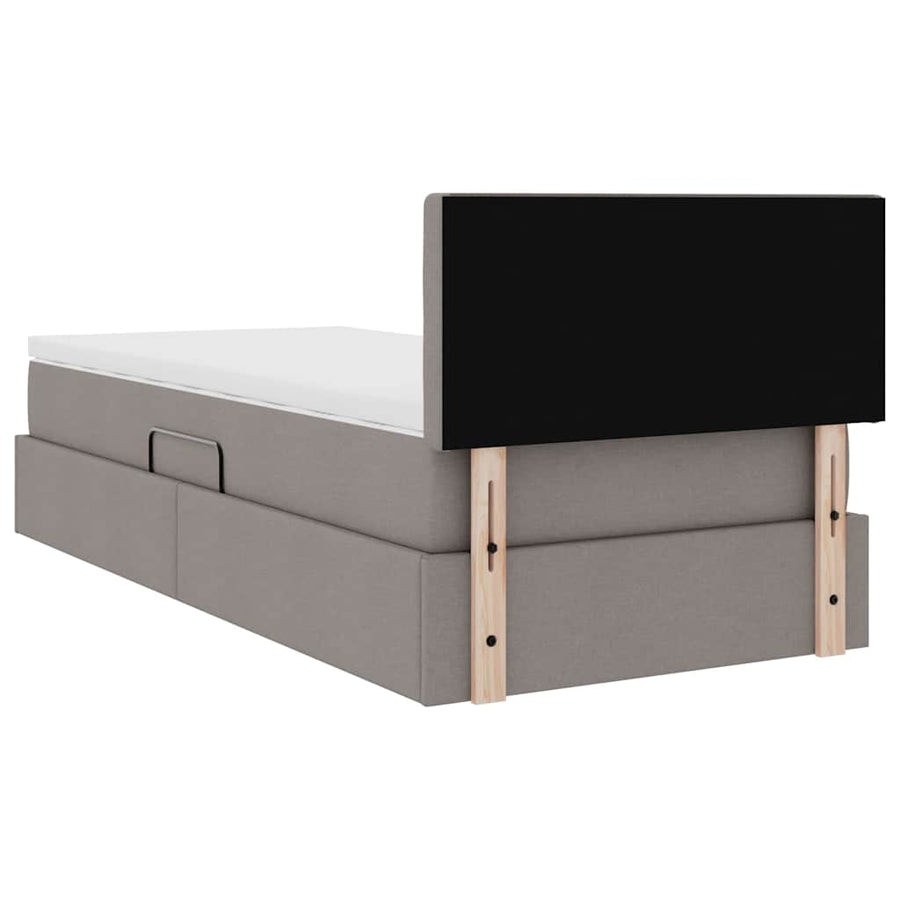 Opbergbed met matras met matras Taupe 90 x 190 cm Bewerkt hout