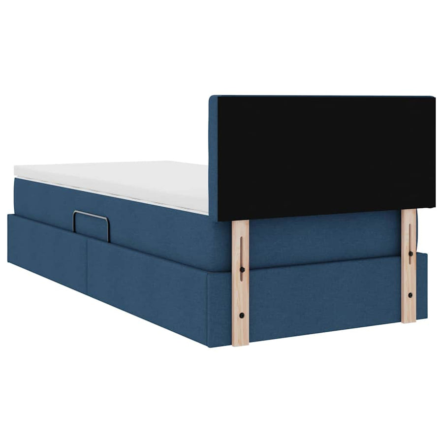 Opbergbed met matras met matras Blauw 90 x 190 cm Bewerkt hout