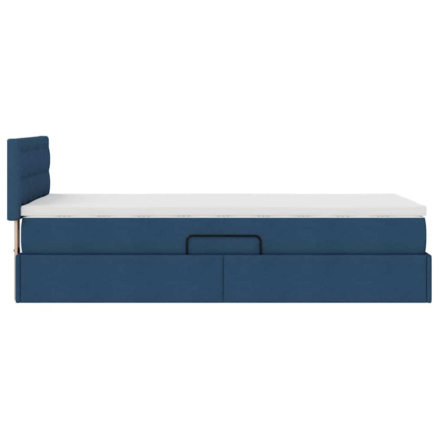Opbergbed met matras met matras Blauw 90 x 190 cm Bewerkt hout