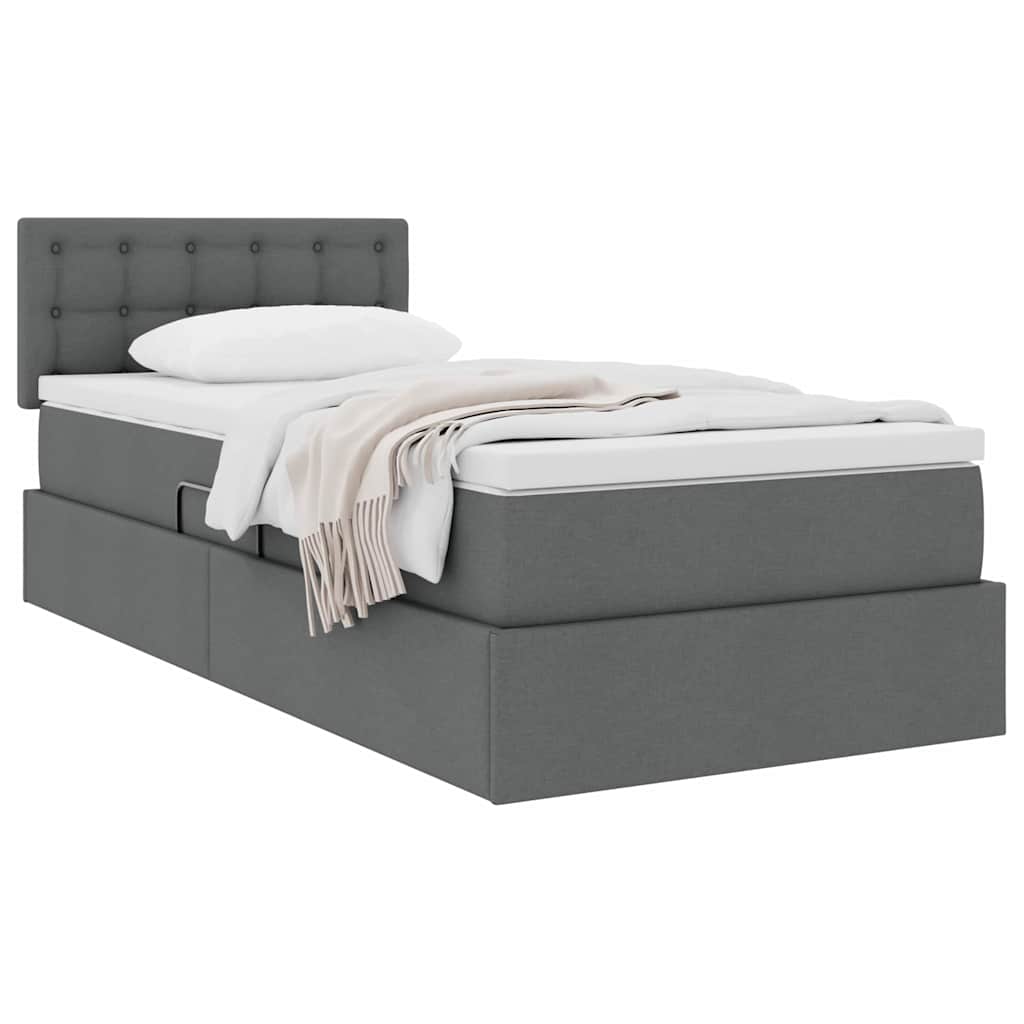 Opbergbed met matras Donkergrijs 90 x 200 cm Bewerkt hout