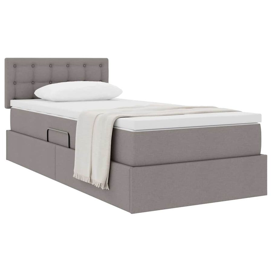 Opbergbed met matras met matras Taupe 90 x 200 cm Bewerkt hout