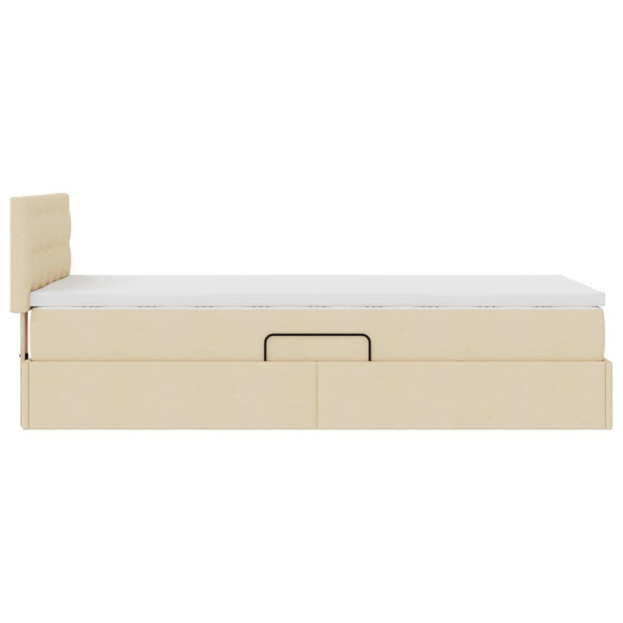 Opbergbed met matras met matras Crème 90 x 200 cm Bewerkt hout
