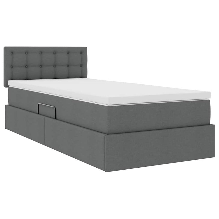 Opbergbed met matras Donkergrijs 100 x 200 cm Bewerkt hout