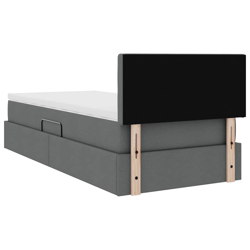 Opbergbed met matras Donkergrijs 100 x 200 cm Bewerkt hout
