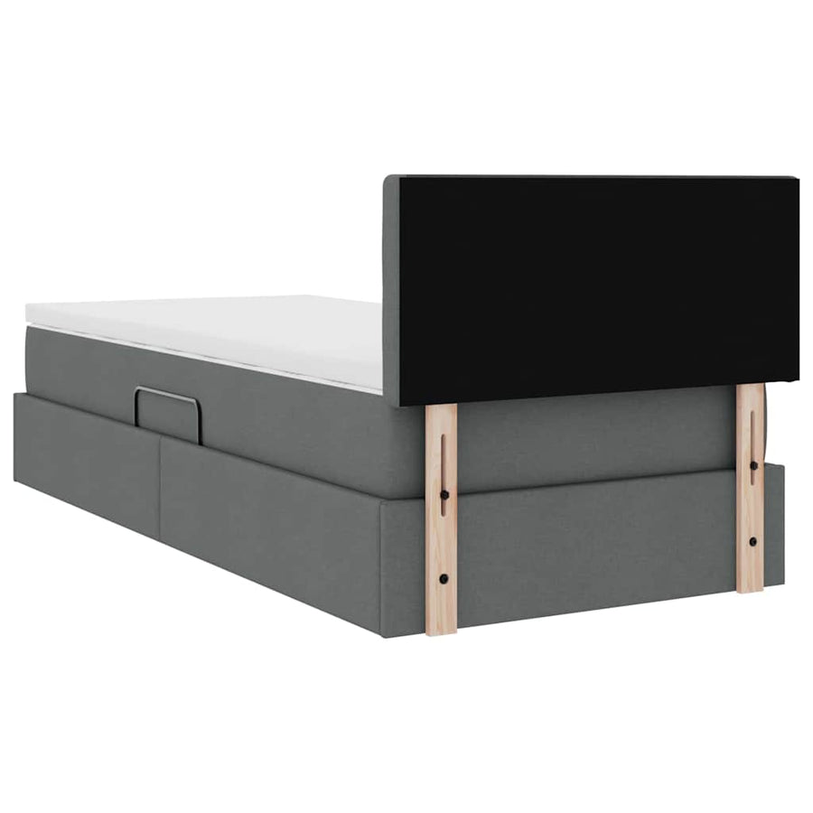 Opbergbed met matras Donkergrijs 100 x 200 cm Bewerkt hout