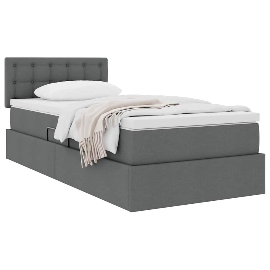 Opbergbed met matras Donkergrijs 100 x 200 cm Bewerkt hout