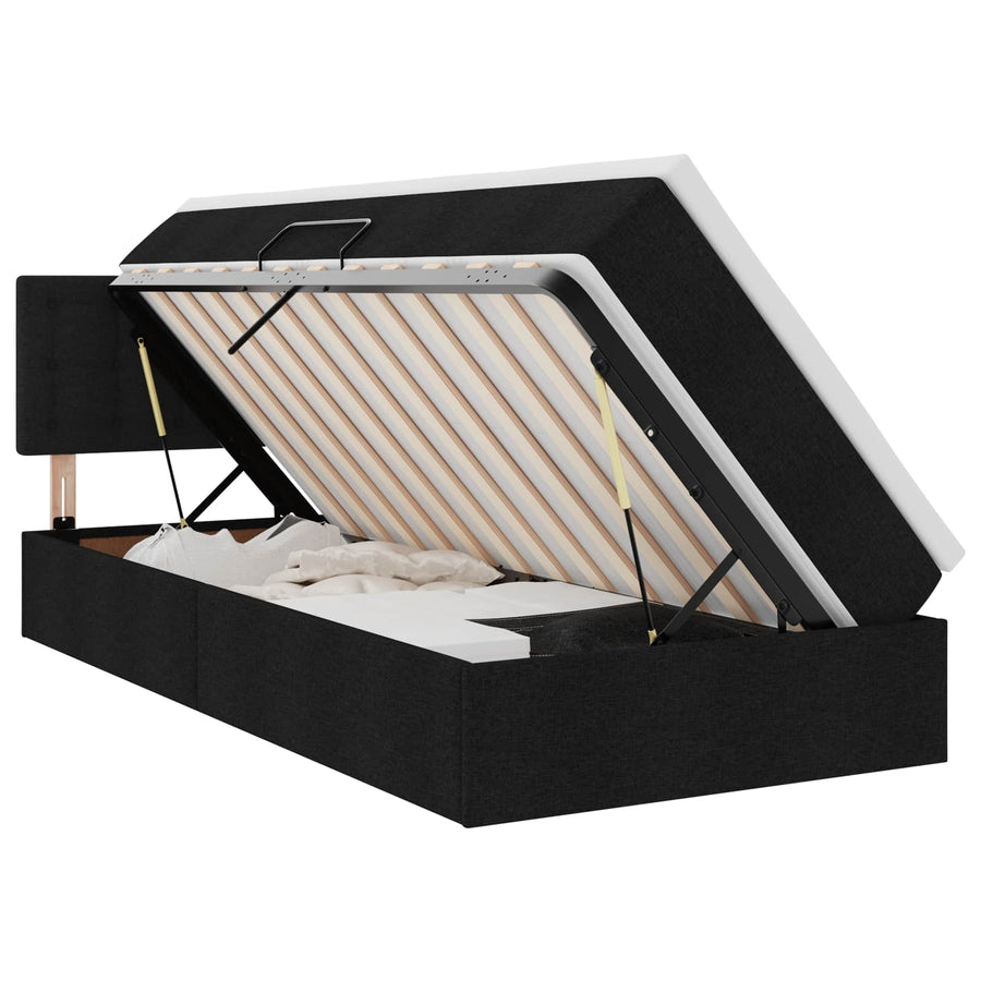 Opbergbed met matras met matras Zwart 100 x 200 cm Bewerkt hout