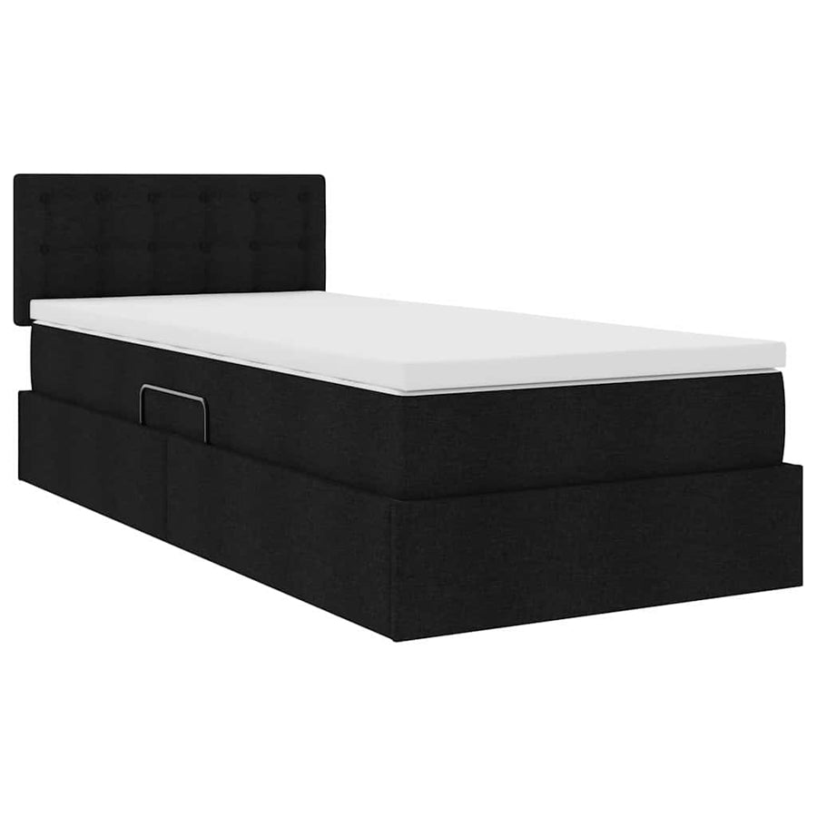 Opbergbed met matras met matras Zwart 100 x 200 cm Bewerkt hout