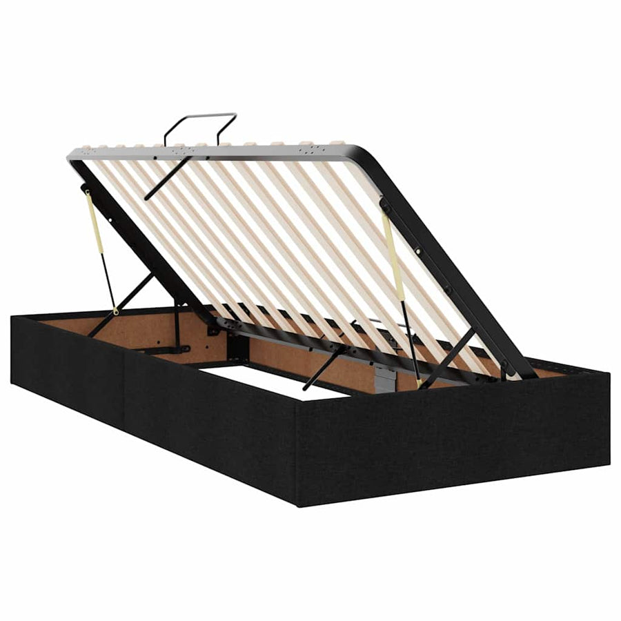 Opbergbed met matras met matras Zwart 100 x 200 cm Bewerkt hout